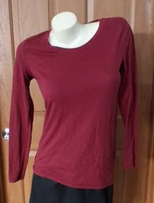 NOBO Burgundy Tee Long Sleeve Scoop Neck Juniors Size M (7-9)