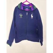 Polo Ralph Lauren Wimbledon Boys Track Jacket Navy Blue Big Pony Size M 8-10