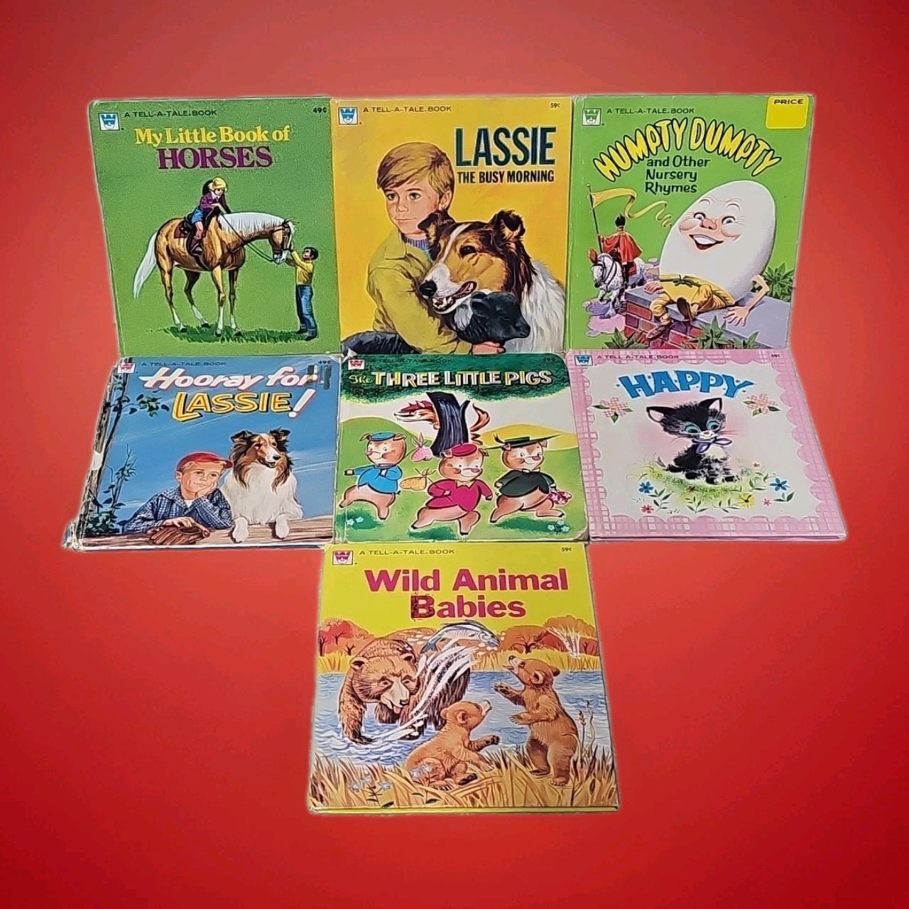 Tell-a-Tale Vintage Childrens Book Lot 7 Humpty Dumpty The Three Little Pigs +