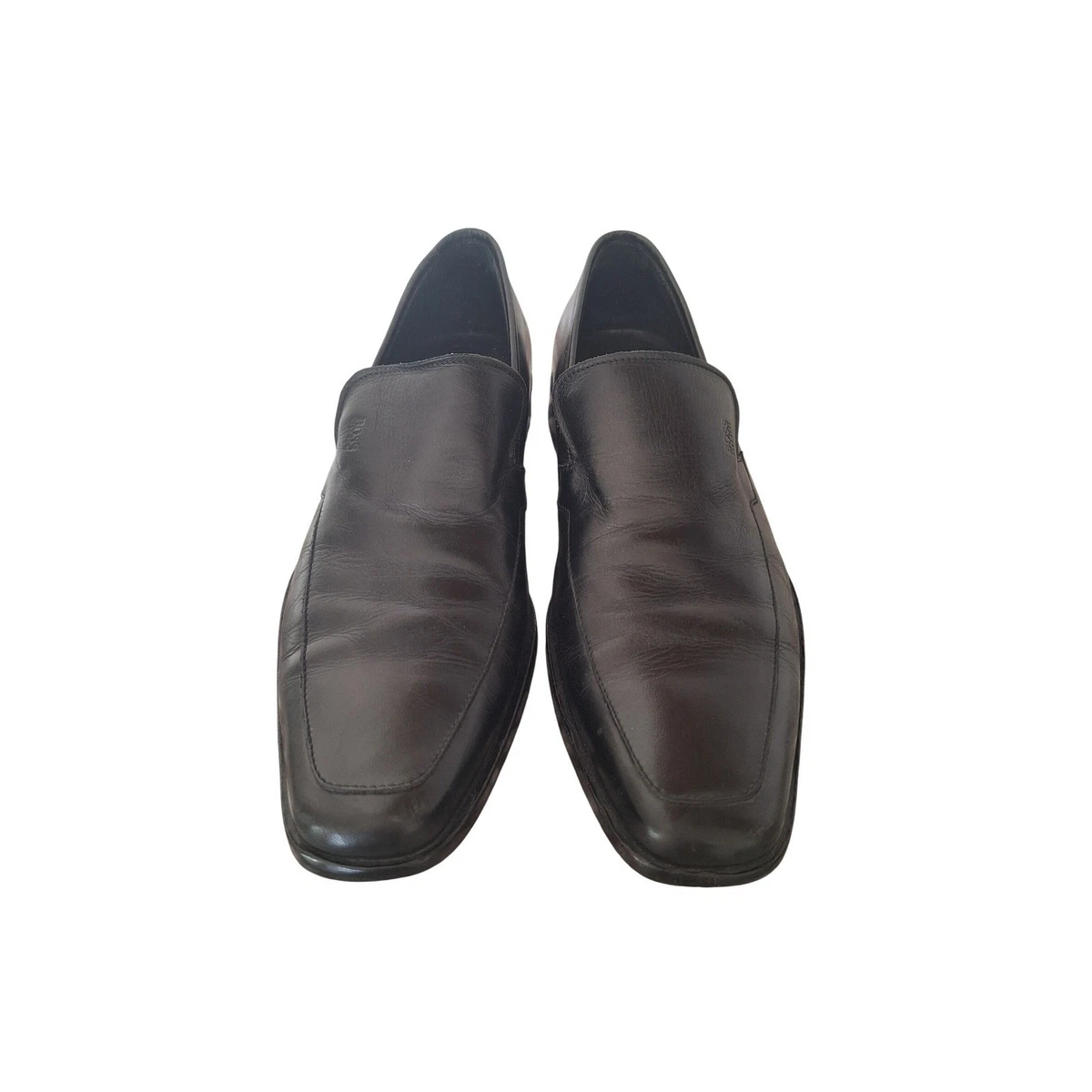 Boss Men\'s Classic Black Leather Slip-Ons Loafers Size 9 BOSS - Branded-hardware loafers in leather - Black main image 3