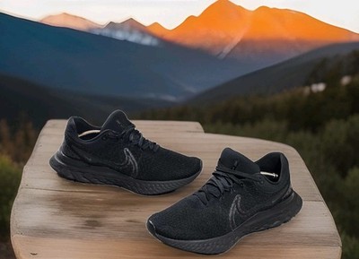 Nike React Infinity Run Flyknit 3 'Triple Black' Shoes Sneakers Men's Size 15