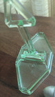 VTG Uranium Green Depression Glass Salt & Pepper Shakers w/Tray Stand — photo 7