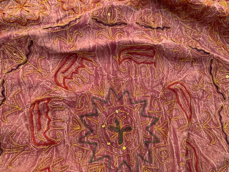 7x8 ft Antique Handmade Uzbek Bedsheet Decorative Bedspread textile 260x215 cm - Image 4 of 4