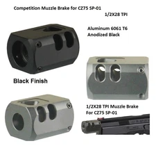 1/2x28 TPI Compact Low Concussion Muzzle Brake Compensator  For CZ75-SP-01