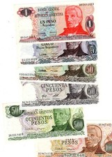 LOT SET SERIE 6 BILLETS Argentine ARGENTINA  PESOS ND UNC NEUF