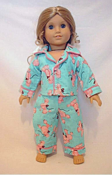 Sea Foam Green Poodle Print Pajamas Fits 18