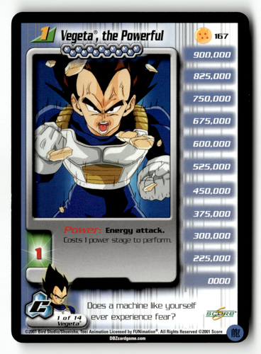 Dragon Ball Z TCG - Vegeta, the Powerful 167 - Limited - Cell Saga Score
