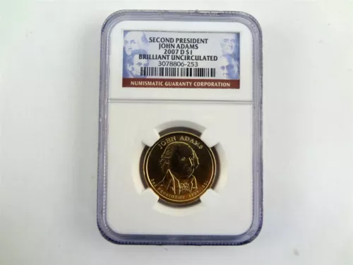 2007-D United States John Adams Dollar Proof Coin NGC Brilliant Uncirculated $1