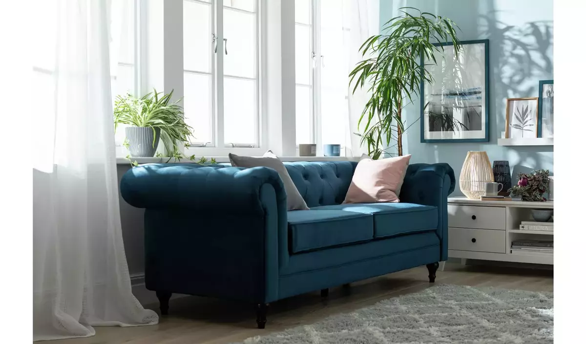 Habitat Chesterfield Velvet 3 Seater Sofa Charcoal