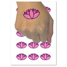 Yoga Lotus Flower Outline Temporary Tattoo Water Resistant Fake Body Art Set