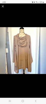 Bryn Walker Oatmeal Light Wool Blend Lagenlook Tunic Pullover Size S