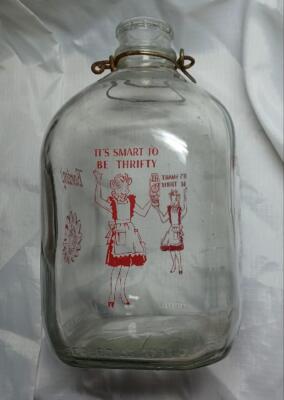 Rare Borden's One Gallon Glass Milk Jug - Four Sided - Metal