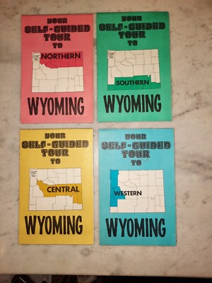 [PUBS] Lot of 4 Vintage- Your Self- Guided Tour To Wyoming Maps - 4 Regions