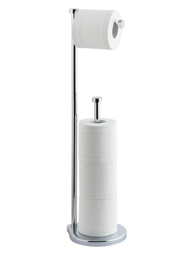 Support De Papier Toilette Sur Pied Avec Réserve - 4 Rouleaux, Métal Chromé Or, Pour Salle De Bain Cuisine