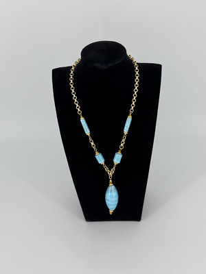 Gold and Light Blue Murano Glass necklace