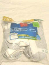 Size M 9-2 Hanes Cushion No Show Boy Socks 10pk