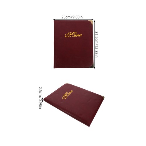 1PC Menu Cover Holder Leather Menu Book A4 Menu Book Meal Price Folder Menu Book - Picture 5 of 12