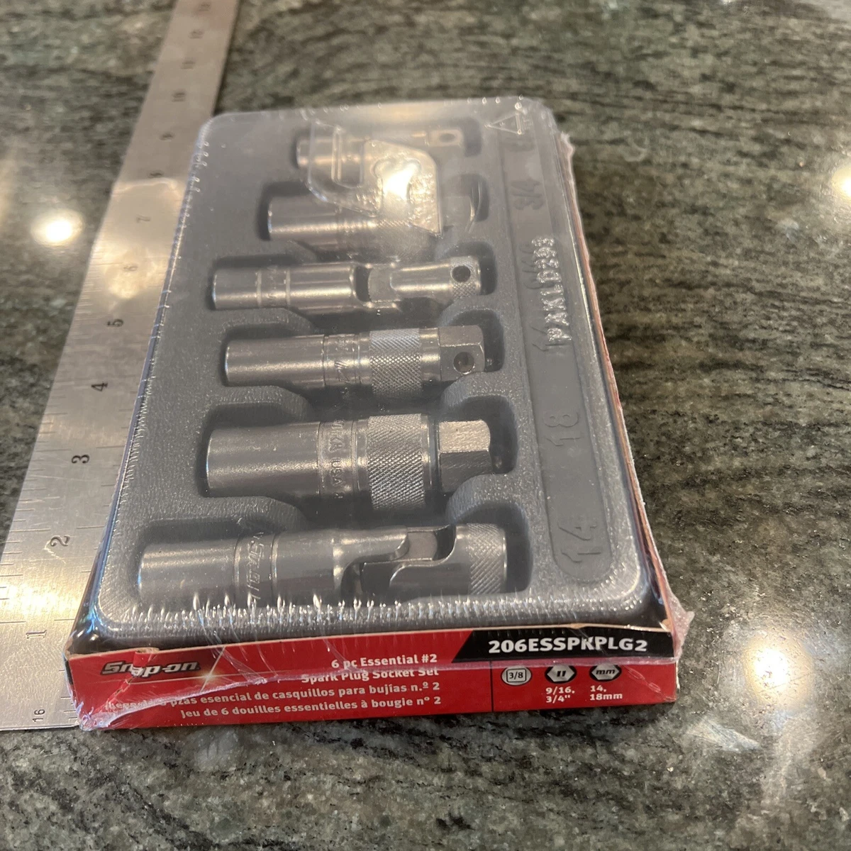 Snap On 206esspkplg2 6 pc essential 2 spark plug socket set 9 16 3 4 14 18mm