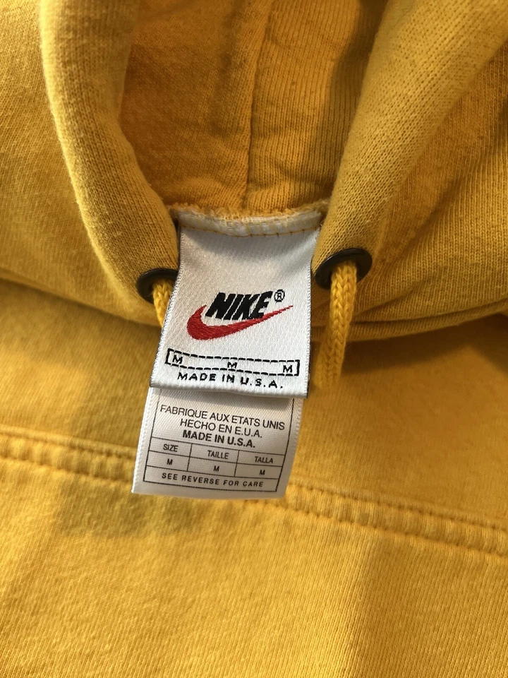Sudadera con Capucha Nike Tonal Swoosh Años 90 De Colección M Hecha en EE. UU. Amarilla Foto 3 de 4