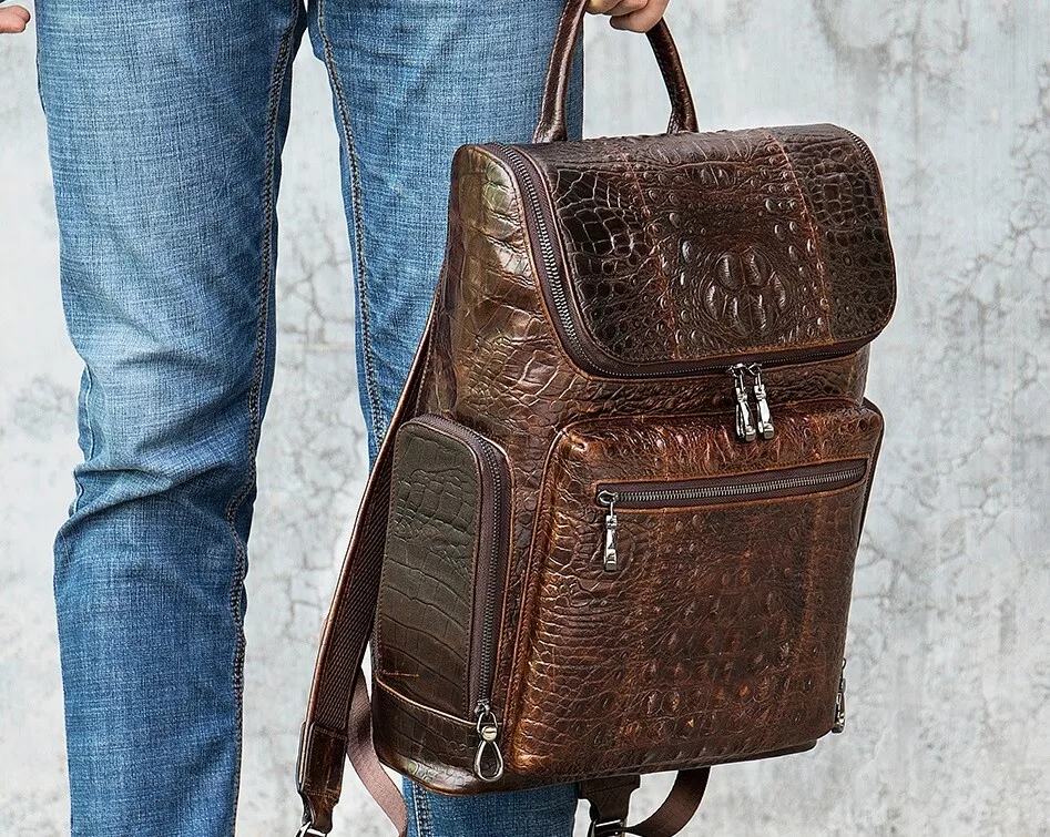 Leather designer backpack mens discount