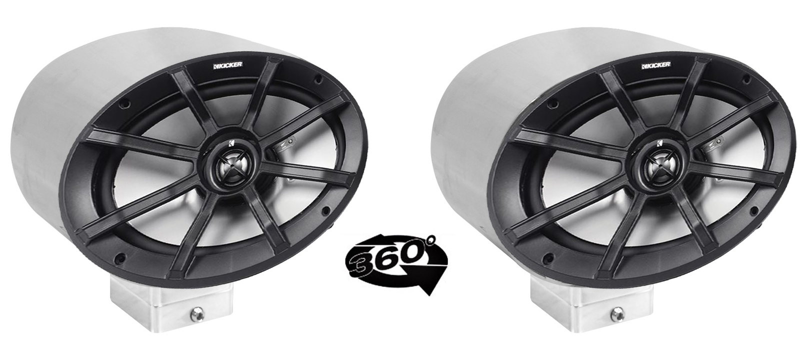 2 лодочные колонки kicker PS69 6x9 с поворотным хромированным корпусом для поверхностного монтажа на 360