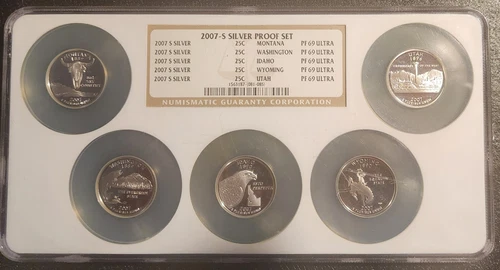 2007 S NGC PF69 Ultra Cameo Silver Proof Quarter Set Single Holder