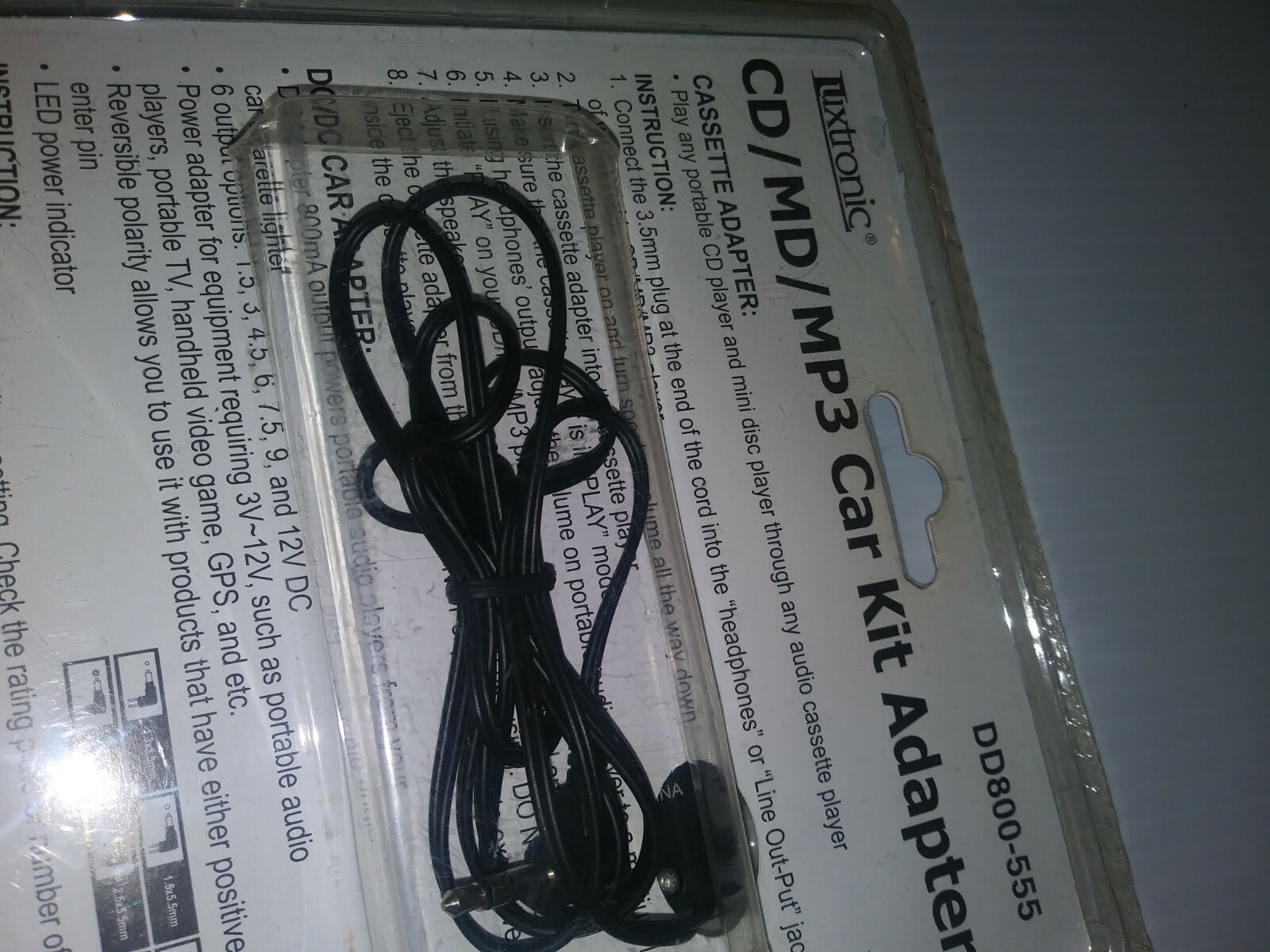 Luxtronic CD MD MP3 Car Kit Adapter Input 12v DC Output 1.5 3 4.5 6 7.5 9 12v Dc