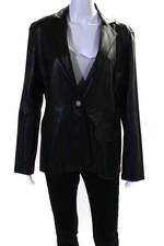 In Transit 2 Womens Leather Single Button Long Sleeves Jacket Black Size Large