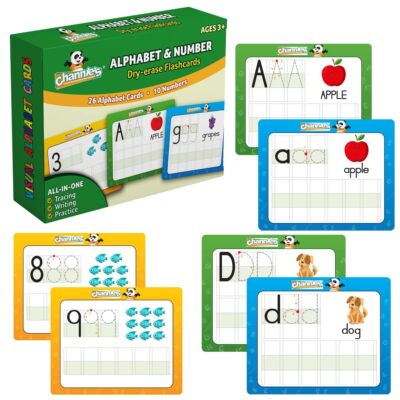 Dry Erase Alphabet and Number Flashcards for Kids Handwriting Practice Set