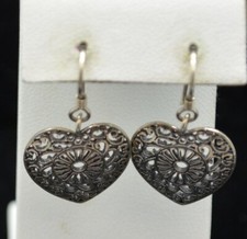 Sterling Silver Pretty Dangling Heart Earrings FMW608