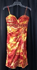 Tiffany Designs Orange Yellow Satin Prom Semi Special Occasion Beaded Gown Dress
