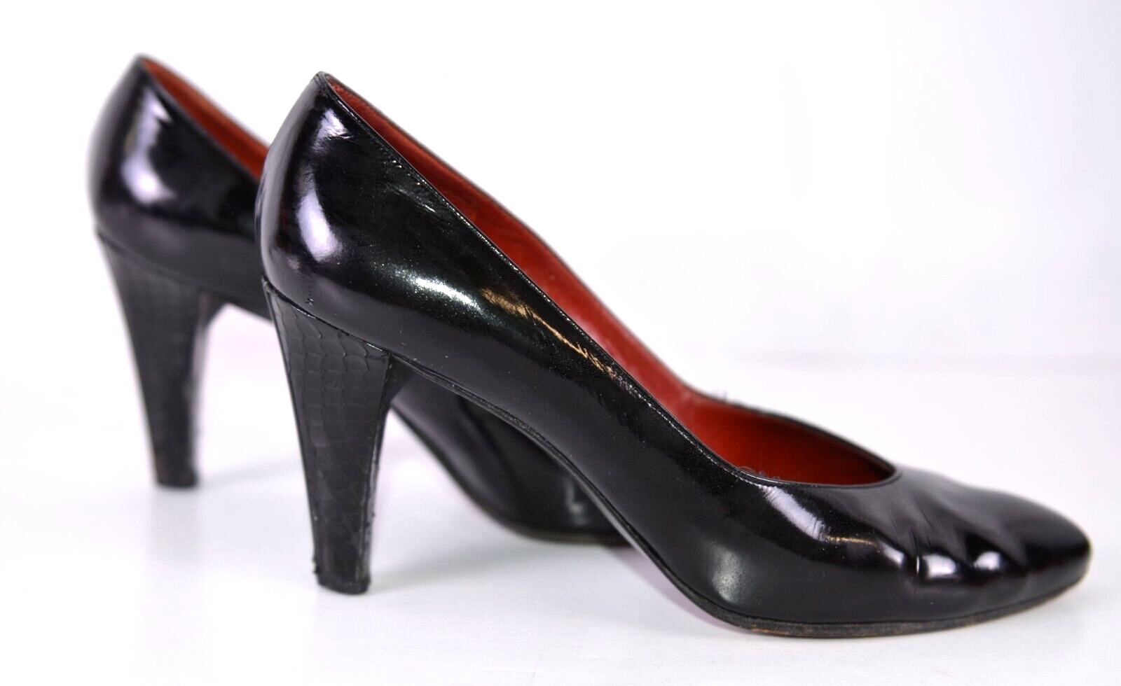 Decolte donna Yves Saint Laurent pelle laccata nere taglia 6 5 carriera tacco alto