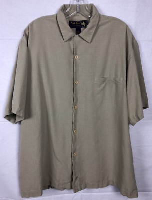 Nat Nast Luxury Originals Men's Shirt Size Large L Solid Beige Silk Cotton