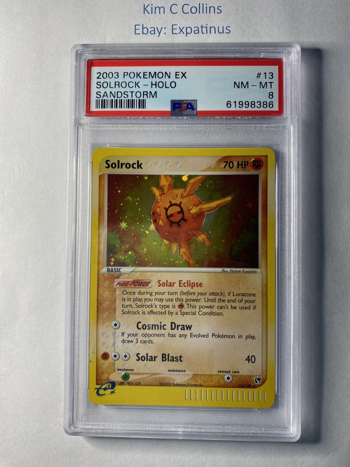 Pokemon 2003 EX Sandstorm Solrock Holo  #13  PSA 8 NM Mint