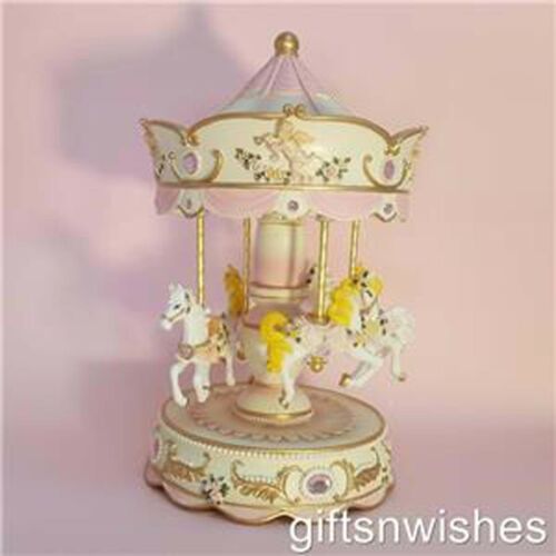 EXQUISITE Four Horse Musical Moving Carousel Baby Shower Christening Birthday - Picture 5 of 5