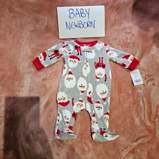 New Baby Boys NB Carters Santa Claus Fleece Sleep N Play Footed Sleeper NWT