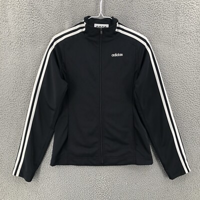 Adidas Full Zip Track Jacket Sweatshirt Women’s Small Striped Black White  9860