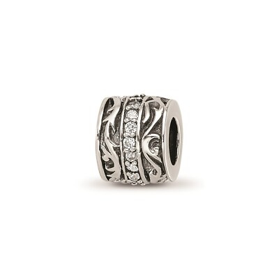 Reflection Beads Sterling Silver Antique Finish CZ Swirl / Scroll Design Bead