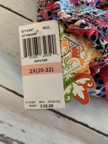 Becca Ect Bikini Swim Bottom Womans Size 2X Pink Secret Garden Print Hipster - Picture 8 of 11