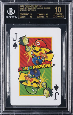 2016 POKEMON CENTER MARIO PIKACHU PLAYING CARDS JACK OF SPADES BGS