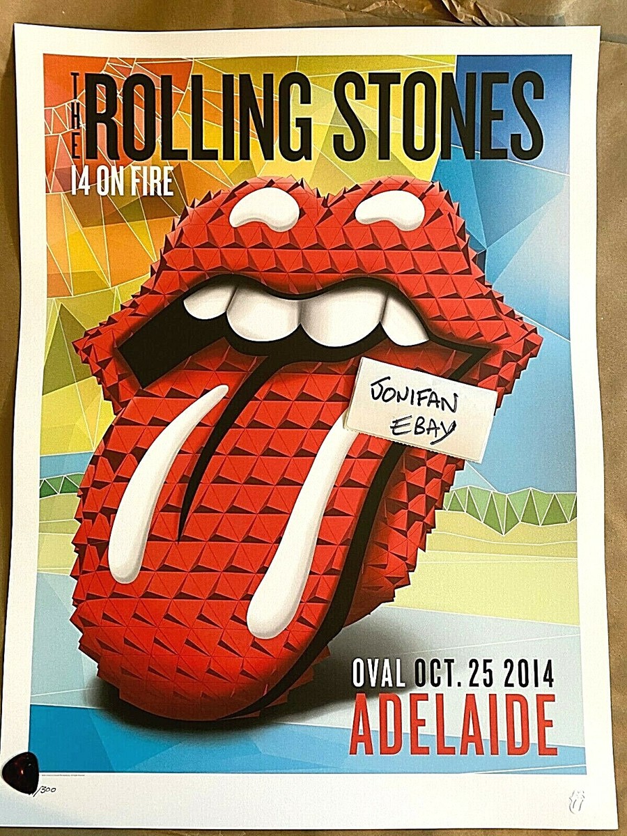 Rolling Stones 14 On Fire Tour 2014 ADELAIDE AUSTRALIA #/300 Litho