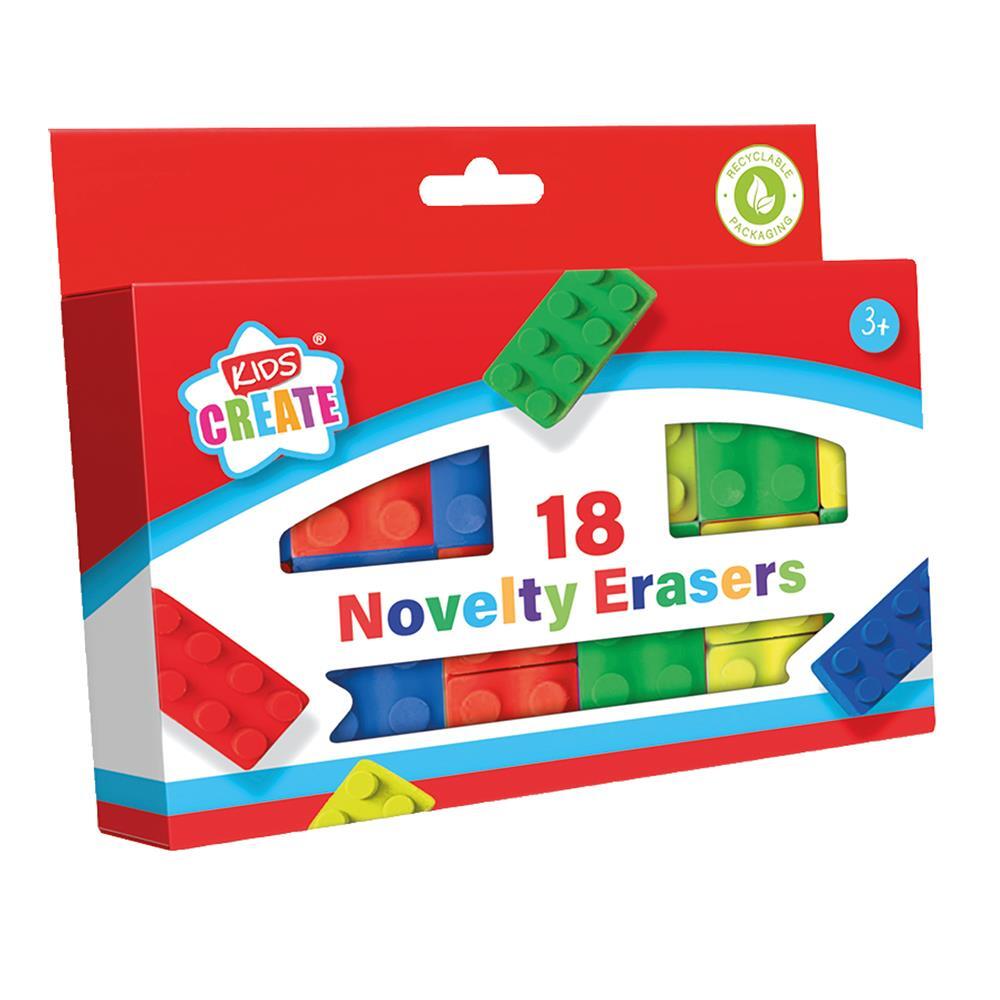 Pack of 18 Novelty Brick Erasers