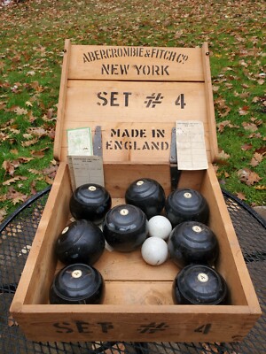 Vintage Abercrombie & Fitch Co. New York  Set #4 Bocce Bowl Set Made In England 
