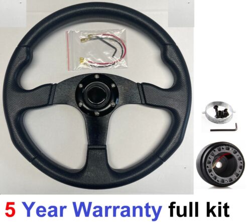 350MM SPORTS RACE STEERING WHEEL AND BOSS KIT FIT LAND ROVER DEFENDER 48 SPLINE - Picture 1 of 6