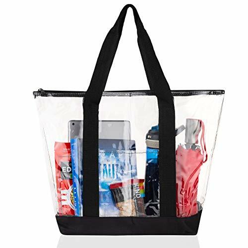 Large Clear Vinyl Tote Bags Shoulder Handbag for Work Beach Office