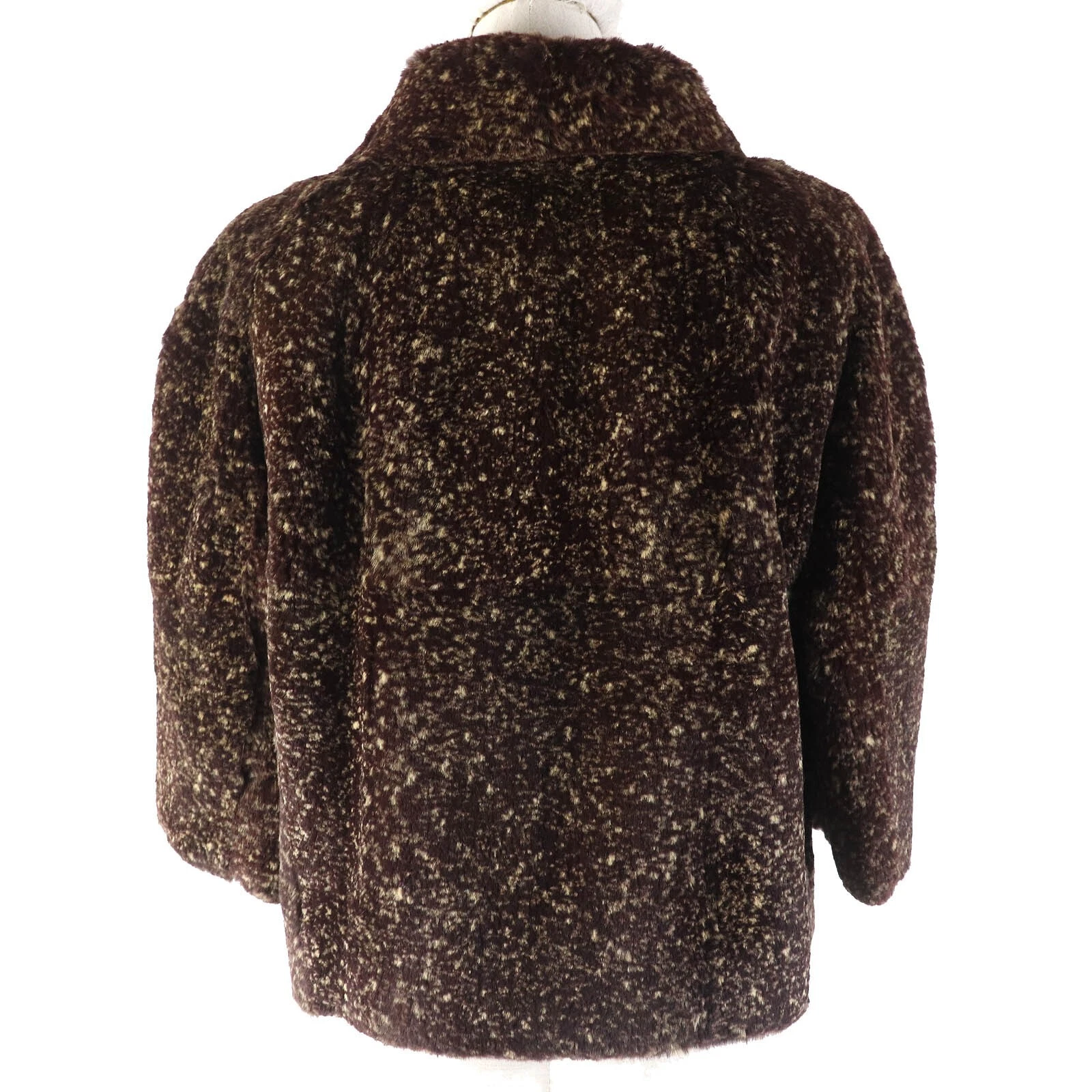 CHANEL Giacca Pelliccia di Coniglio Blouson Cappotto Donna Taglia 44 Marrone Scuro COCO MARK