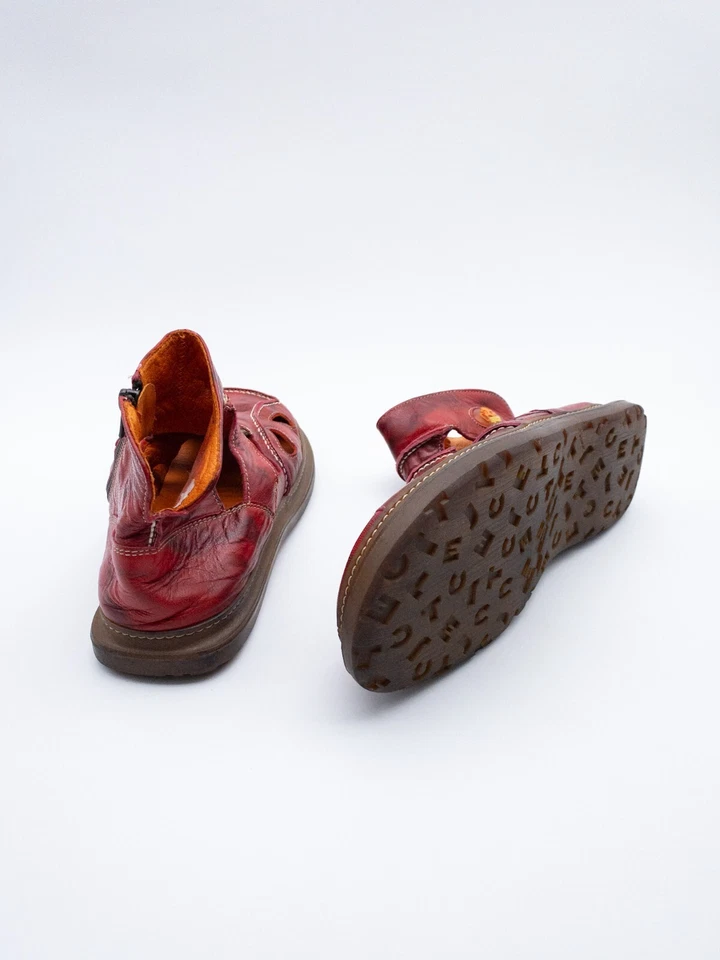 EJECT Bottines Pour Femmes En Cuir Rouge Taille 38 EU Art 23827-40 - Photo 2/3