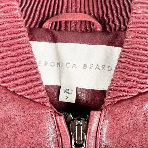 Veronica Beard Malin gesteppte Leder Bomberjacke rot Small - Bild 4 von 6