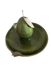 Vintage Evans Elegant Pear Insert Table Lighter with matching Ash Tray,c.1955