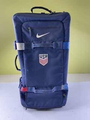 Vintage Nike USA Soccer Team Carry On Roller Luggage Cordura Blue 23  Suitcase
